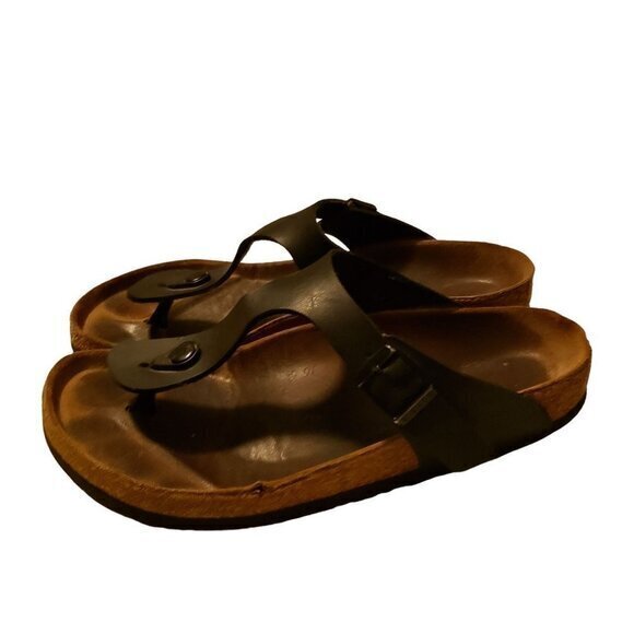 Birkenstock Gizeh Birko Flor Black T-Strap Sandals Shoes Size 39 8-8.5 - Picture 3 of 16